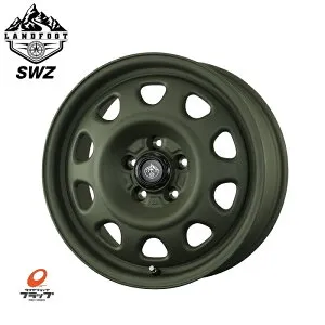 送料無料 トピー実業 TOPY LANDFOOT SWZ ランドフット オリーブドラブ 14インチ 5J インセット+50 5穴 PCD114.3 JWL-T 4本セット 2022年追加カラー タウンエース