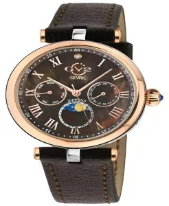 ジェビル レディース アクセサリー 腕時計 レザー Gevril Women's Florence Swiss Quartz Italian Brown Leather Strap Watch 36mm Silver-Tone シルバー