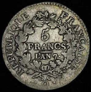 フランス ユニオン エ フォース 5 5 シルバー フラン 1798 Q ペルピニャン ジャン マリー