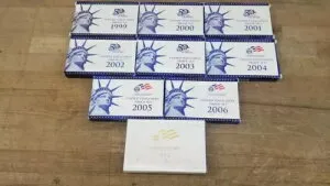 1999-2007 米国造幣局 プルーフ セット (クォーター + 混合コイン) ボックスと COA 付き