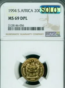 1994年 南アフリカ 20セント NGC MS69 DPL MAC SOLO 最高グレード＆スポットレス 希少品 *
