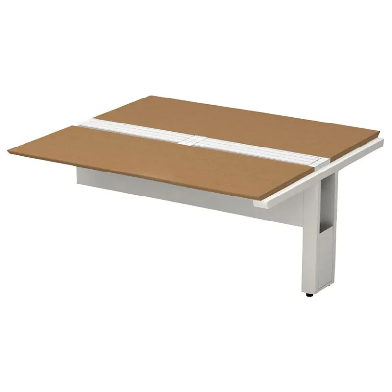 【追加/増設用】ST-N167W-J | STAGEO FREE 両面ジョイントタイプ フリーアドレスデスク 天板ミディアムウッド 本体ホワイト 幅1600×奥行1400×高さ720mm PLUS(プラス)