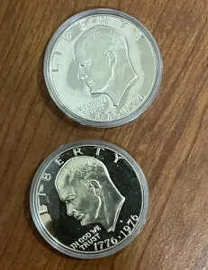 1枚のコイン 40% 銀 1776-1976 S IKE EISENHOWER 1ドル 宝石カメオ プルーフ カプセル入り