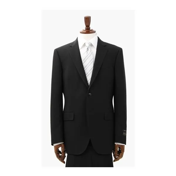 【洋服の青山】スリーシーズン ブラック系 【シングル】スタンダードブラックフォーマル CHRISTIAN ORANI BLACK LABEL メンズ ストレッチ 細身体 標準体