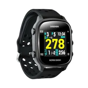 GreenOn（グリーンオン）ザ・ゴルフウォッチ ノルム プラス ※みちびきL1S対応 カラー液晶 THE GOLF WATCH NORM Plus/ノルム GN301 グリーンアンジュレーション表示 (新モデル（NORM GN301）, ブラック)