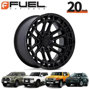 FUEL OFFROAD20インチアルミホイール 1本FC874 CELSIUS セルシウス マットブラックW / グロスブラックリップ20×9J 6H 139.7 +1 CB106.1ハイラックス GUN125/150プラド/215サーフ/FJクルーザー/タコマオーバーフ