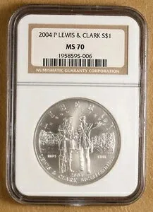 2004年 P ルイス＆クラーク記念銀貨 NGC MS70