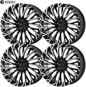 【M's】 40系 アルファード (2023.6-) ROWEN Flamme Ignite 20インチ ホイール 4本 セット 1台分 (ブラック/ポリッッシュ) 20 x 8.5J +42 5-120 ロェン ロウェン 社外 パーツ 部品 新型 現行 足回り カスタム ド