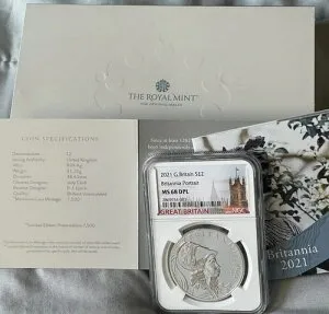 2021 2PD イギリス 1オンス シルバー ブリタニア ポートレート NGC MS69 DPL
