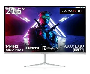 JAPANNEXT 21.5インチ ゲーミングモニター 144Hz 1ms フルHD 1920x1080解像度 TN パネル ディスプレイ (HDMI/DisplayPort/VESA対応/ブルーライトカット / 視野角170°) JN-T215FLG144FHD