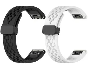 SHEAWA for GARMIN(ガーミン) Approach S70 47mm/Approach S62/Forerunner 965/955 バンド ベルト 2点セット 交換バンド シリコン 磁気バックル 互換品 マグネット Fenix8 47mm/Fenix 7 Pro/7/Instinct2/Instinct/ForeAthlete 945/Feni