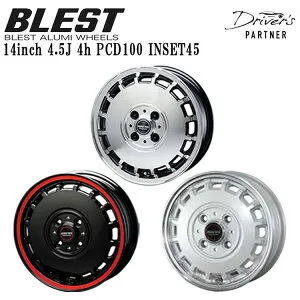 BLEST ブレスト アルミホイール 軽自動車 14インチ 4.5 4穴 インセット45 PCD100 全3色 パールホワイト ブラックポリッシュ ブラックレッドクリア