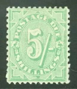SG D59 オーストラリア 1908-09年。5シリング、鈍い緑色、送料未払い、ミシン目11?x11。軽く…