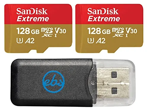 SanDisk MicroSDXC Extreme 128GB メモリーカード (2パック) DJI Mini 3 DJI Mini 3 Pro DJI RC (SDSQXA1-128G-GN6MN) UHS-I V30 A2 バンドル Stromboli