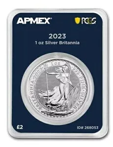 ファーストストライク 2023 GB 1オンス .999 シルバー ブリタニア MD? プレミア + PCGS? キングチャールズ