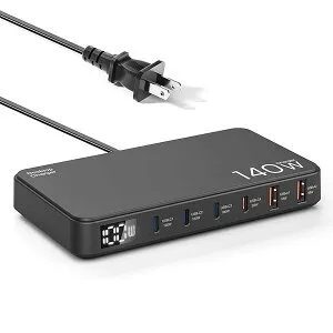 【送料無料】140W USB充電器 Type-c 6ポート 急速充電器【単ポート100W USB-C*3＋20W USB-C*1+USB-A*2、PPS&PD3.0&QC4+対応】PSE認証 PC同時充電 ノートPC充電器 コンセント スマホ充電器M