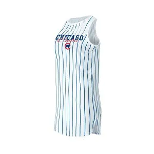 アンブランデッド レディース アンダーウェア ナイトウェア シャツ ノースリーブ ニット Unbranded Women's Conceptsport White Chicago Cubs Reel Pinstripe Knit Sleeveless Nightshirt Cub White ホワイト
