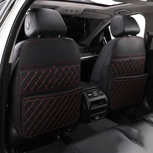 車用キックガード に適合トヨタライズ/C-HR/ルーミー タンク / bZ4X /パッソ /86 GR86 車 後部座席用 防水レザー プロテクター 撥水 防汚 防傷 シートバックプロテクター 簡単取付 2点セット(黒赤)