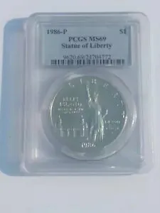 1986-P 自由の女神像 $1 MS69 PCGS シルバードルコイン