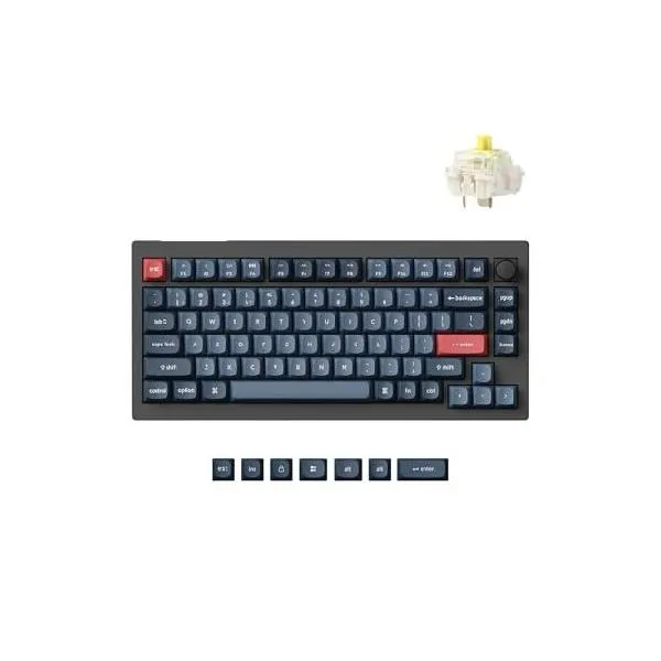 Keychron V1 Max 75% RGB Custom Mechanical Keyboard, 2.4Ghz/Bluetooth 5.1/Wired QMK/VIA Programmable Macro, Hot-Swappable Gateron Jupiter Red _並行輸入