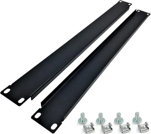 1U 19インチサーバーラック ブランクパネルマウントスペーサー 19インチITサーバーラックエンクロージャまたはネットワークキャビネット用 ブラックスチール 2パック