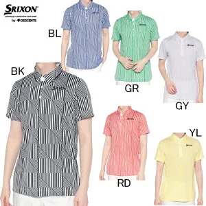 松山英樹プロ オープンゴルフ選手権着用モデル スリクソン by デサント SRIXON 変形ストライプ プリント 半袖ポロシャツ RGMVJA19 メンズ ゴルフウエア