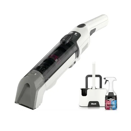 【Amazon.co.jp限定】 Shark シャーク 充電式 シミ取りクリーナー Stain Force 水と比べて洗浄力が2倍 専用洗剤付 ハンディ クリーナー シミ ワイン ペット ソファー HX100JNC ホワイト HX100J