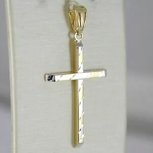 【送料無料】ネックレス cross pendant yellow gold white750 18squaredstripedmade in italy kcross pendant yellow gold white 750 18k, squared, stripe