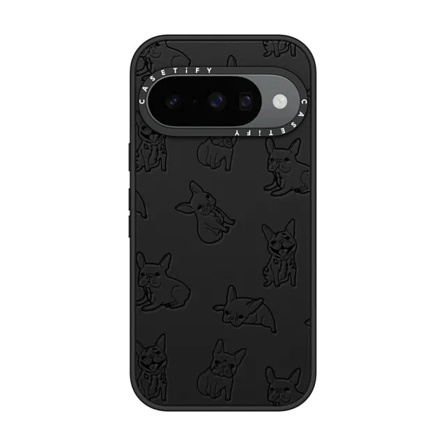 CASETiFY Pixel 10 ケース マットブラック マグネット式 インパクトケース Dog 犬 Pardon My Frenchie - Black