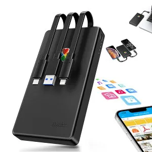 【Apple mfi認証済 2048GB iPhone15～17対応】iDiskk iPhone外付けハードドライブ 2TB 2.5インチ外部hdd フラッシュドライブメモリ【Lightning+Type-C+USB 3本ケーブル本体に付き】