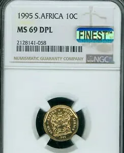 1995 南アフリカ 10 セント NGC MS69 DPL MAC 最高級グレード & スポットレス ポップ 2 *