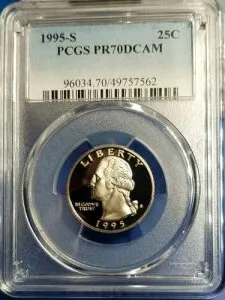 1995-S 25セント ワシントン プルーフ クォーター PCGS PR70DCAM #7562