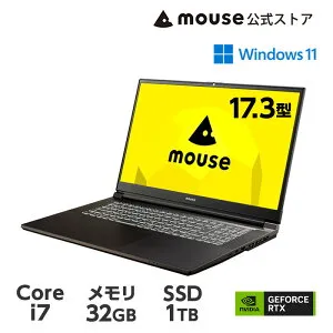 【エントリーでポイント10倍★4/24 20時～】【3年保証・国内生産・公式】mouse K7-I7G50BK-A（32GBメモリ 搭載）ノートパソコン 17.3インチ Core i7 13620H 32GB メモリ 1TB SSD RTX 2050 動画編集 マウスコンピ