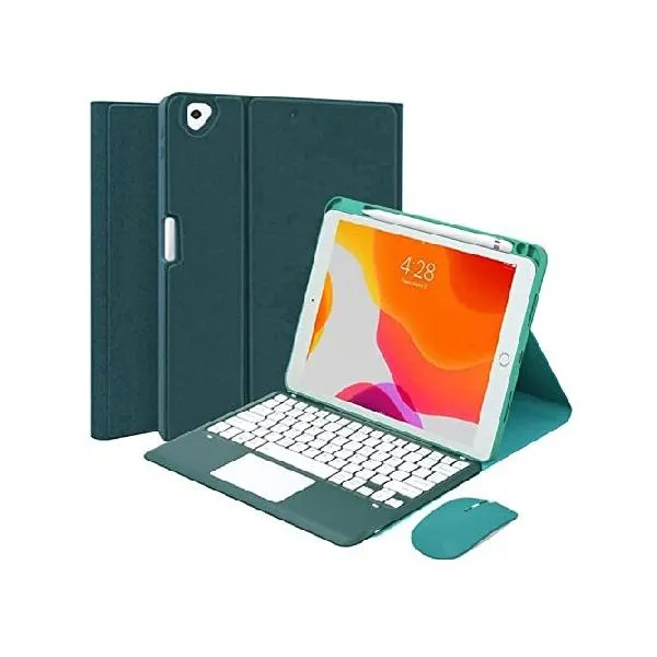 QYiiD iPad mini Touchpad Keyboard Case Compatible with iPad mini 5/4, Leather Stand Cover with Upper Pen Slot, Magnetic Detachable Bluetooth _並行輸入