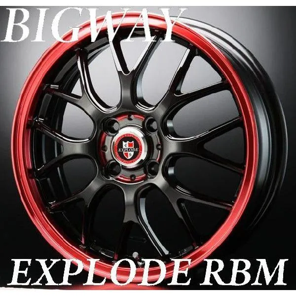 アクア、フィットなど【アルミホイール単品4本価格】BIGWAY/EXPLODE-RBM エクスプラウドRBM 16X6.0J（RED)