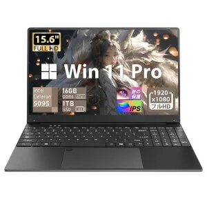 ノートパソコン15.6インチ FHD IPS画面 高速Celeron N5095(2.0-2.9Ghz)DDR4 16G RAM:960GB SSD 1920×1080 マウス付属 初期設定不要 テレワーク応援/在宅勤務 初心者向け バックライト付き 日本語キーボー