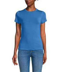 ランズエンド レディース トップス シャツ クルーネック Tシャツ Lands' End Women's Short Sleeve Cooling Crew Neck T-Shirt Muted cobalt blue ブルー
