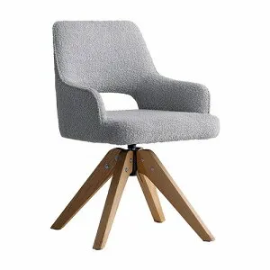 【最大3万円クーポン配布中★27日09:59まで】回転ダイニングチェア Oria オリア 1脚 CH-C5686-1-GY [615686107] グレー ブークレ生地 360°回転座面 Signature Studio 宮武製作所 メーカー直送
