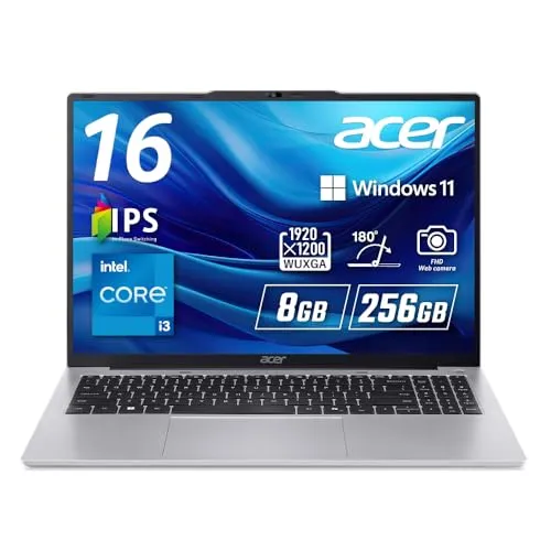 Acer ノートパソコン Aspire Lite インテル Core i3 1305U 8GBメモリー 256GB SSD 16インチ WUXGA 16:10 IPSパネル 1.82Kg 8時間駆動 200万画素 Webカメラ スライドカバー付 WiFi