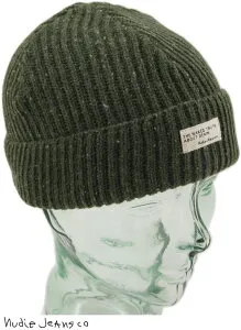 Nudie Jeans co/ヌーディージーンズ NICHOLSON BEANIE RIBニットキャップ/ビーニー GREEN(オリーブグリーン)