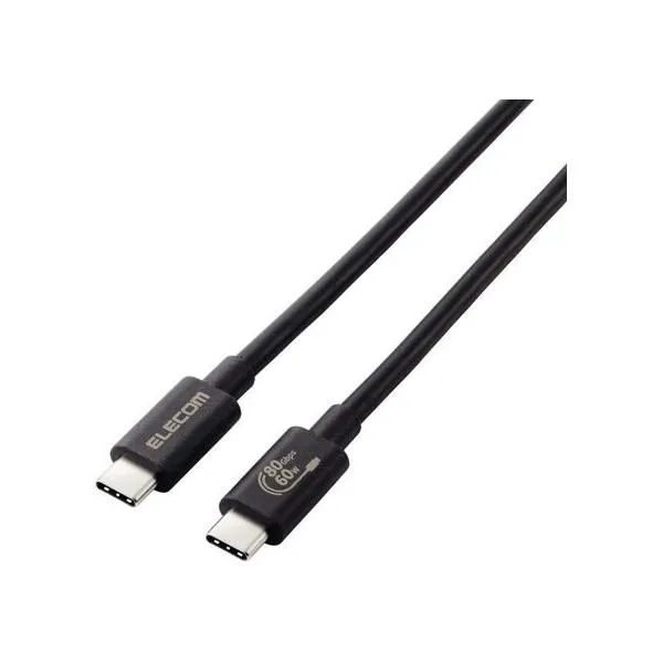 【お取り寄せ】エレコム TypeCケーブル 1m USB4 60W ブラック USB4-V2CC10NBK ＵＳＢケーブル C to ケーブル 電源タップ 配線パーツ 家電