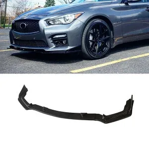 フロントスポイラー 2014-2017 インフィニティ Q50 スポーツ/日産 スカイライン V37 スポーツスタイル フロントリップ 塗装済み カーボン調 純正部品 カスタム エアロパーツ カーアクセサリー