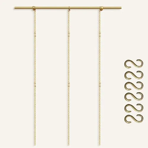 真鍮製アートピクチャーレール 絵画レール フレンチビンテージ風 絵画・写真用 可動式チェーン吊り下げシステム 壁掛けギャラリーロッド 調節可能 チェーン＆フック付き キャンバス 写真 鏡 対応 家庭用・展示用(1.70m (66.9in))
