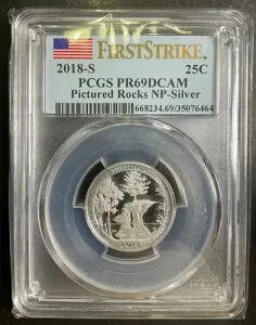 PCGS PR69DCAM 2018-S ピクチャード・ロックス クォーター NP 25セント シルバー 1st Str ブラストホワイト S8