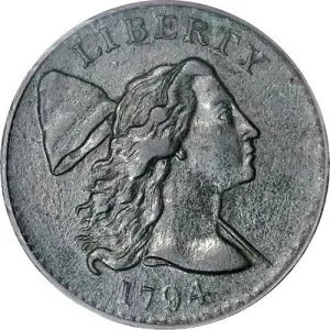 1794 1C S-22「ベントロック」リバティキャップセント PCGS正規品（VF腐食あり）