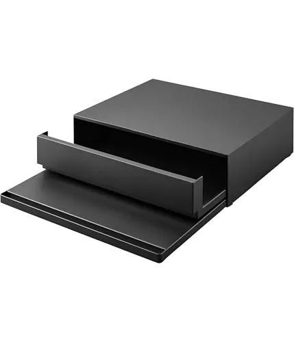 山崎実業(Yamazaki) 【 完成品 ストッパーのみ要取付 】 ツーウェイ キッチン 家電下引き出し ＆ スライドテーブル ブラック 約W45×D39.3～64×H13.5cm タワー tower スライド棚付き 小物収納 ちょい置きできる 作業スペー