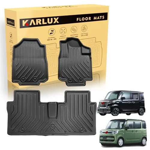 KARLUX 新型 スズキ スペーシア/スペーシアカスタム MK53S 専用フロアマット。3Dカーマットは防水・防滑・防汚でTPE素材製。SPACIA MK53S 2017年12月-現行に最適化されたカスタム設計。 (1-2列目フロアマット..)