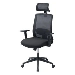 150-SNCM58BK メッシュチェア ミドルバック シンクロロッキング アームレスト 可動ヘッドレスト