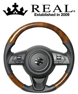 REAL STEERING オリジナルシリーズ スズキ ジムニーシエラ JB74W用 カラー：42ブラウンウッド(SZB-42BRW-BK)【ハンドル】【自動車パーツ】レアル ステアリング