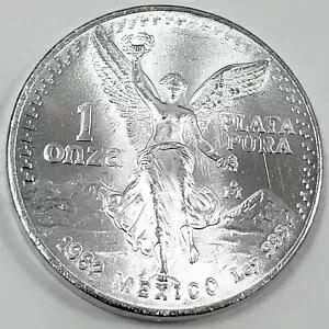 (1) 1982 Mo Mexico Una 1 Onza 1oz .999 Fine Silver Libertad Estados Unidos Coin